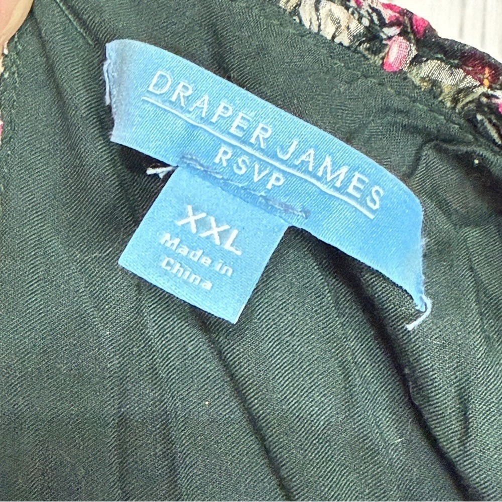 DRAPER JAMES RSVP Dark Green Chiffon Floral Smocked Long-Sleeve Midi Dress, XXL - Picture 10 of 12